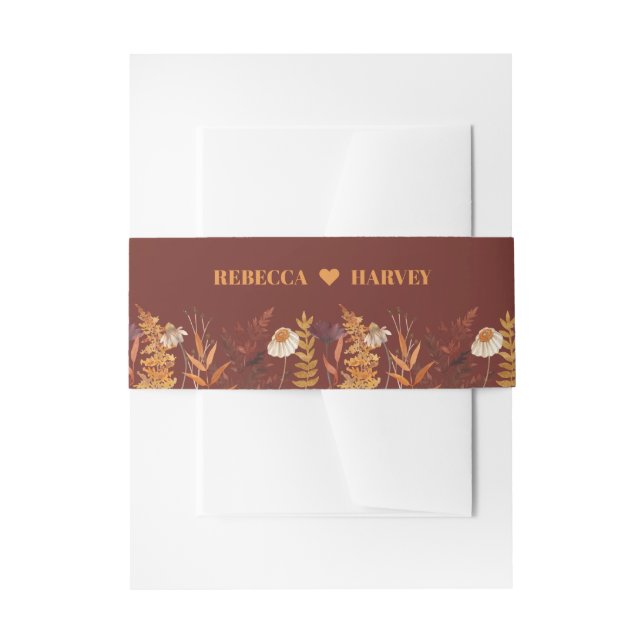 Boho Wildblume Terracotta Herbstliche Hochzeit im  Einladungsbanderole (Vorderseite Beispiel)
