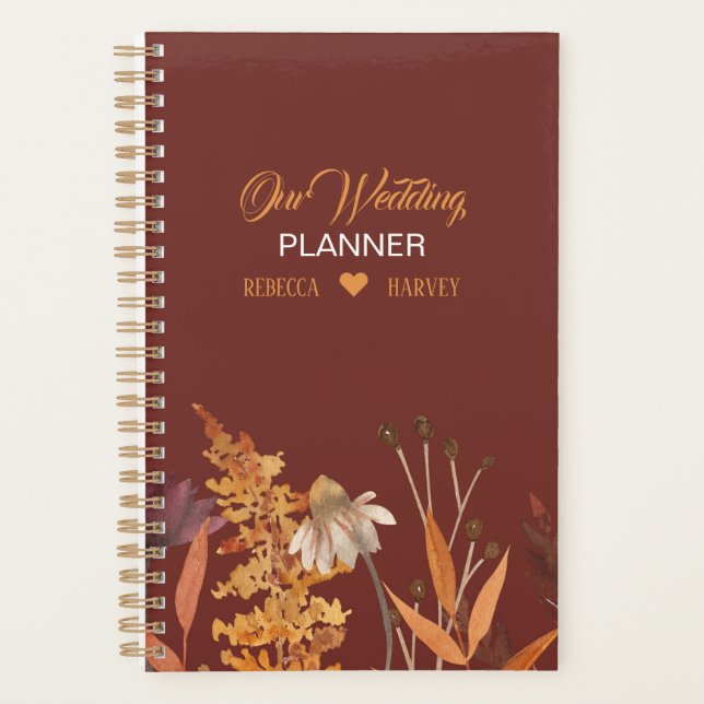 Boho Wildblume Terracotta Herbstliche Hochzeit im  Planer (Vorderseite)