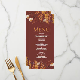 Boho Wildblume Terracotta Herbstmenü Hochzeit Menükarte