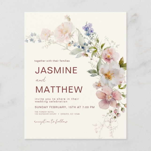 Boho Wildblume Terracotta Hochzeit Einladung Flyer (Vorne)