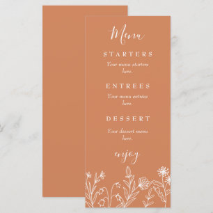 Boho Wildblume Terracotta Hochzeit Menükarte