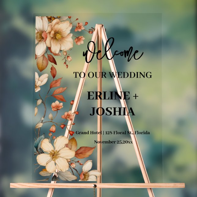Boho Wildblume Terracotta Wedding Acrylschild (Neutral)