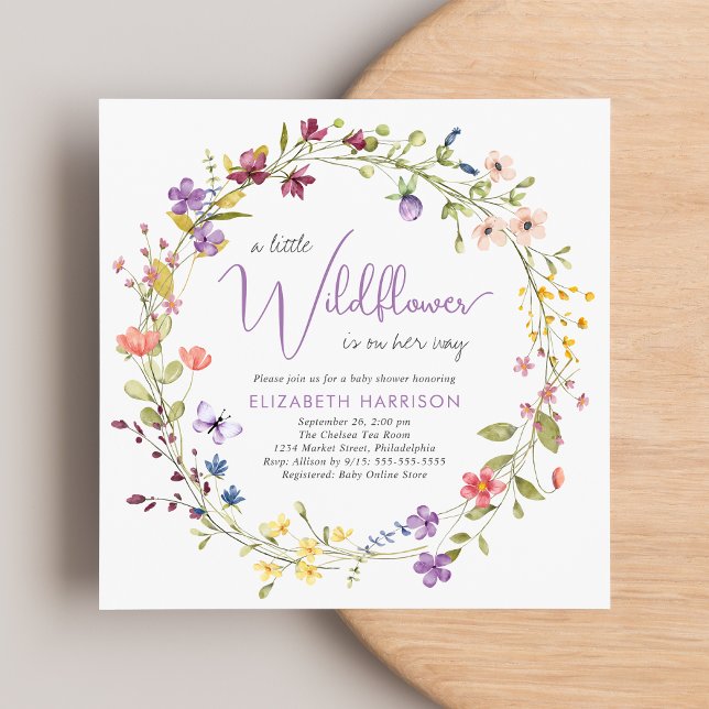Boho Wildblume Watercolor Baby Girl Dusche Einladung (Von Creator hochgeladen)