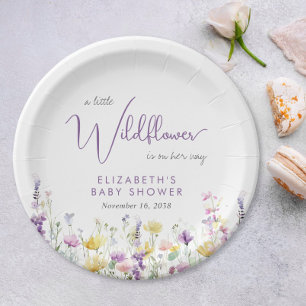 Boho Wildblume Watercolor Babydusche Pappteller