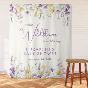 Boho Wildblume Watercolor Babydusche Willkommen Wandteppich