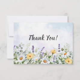 Boho Wildblume Watercolor Personalize Wedding Dankeskarte