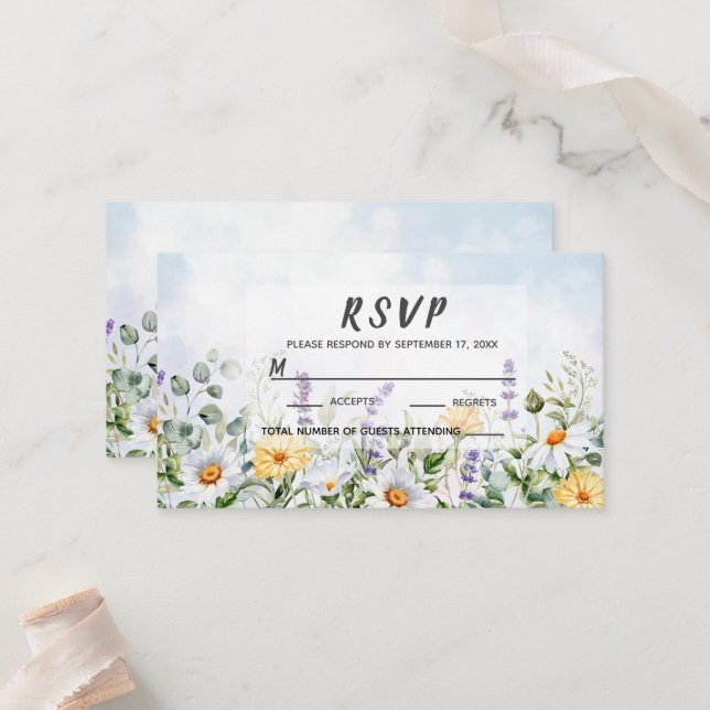 Boho Wildblume Watercolor Personalize Wedding Platzkarte (Vorderseite/Rückseite Beispiel)