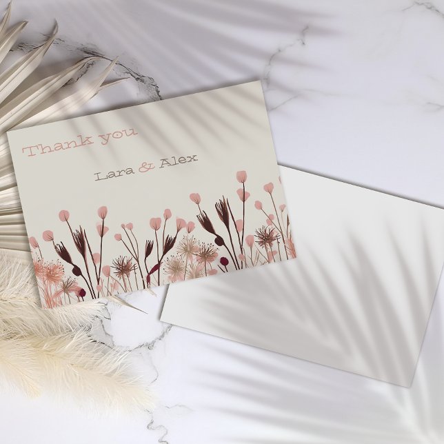 Boho Wildblume Wedding Dankeskarte (Von Creator hochgeladen)