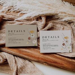 Boho Wildblume Wedding Details Card Begleitkarte