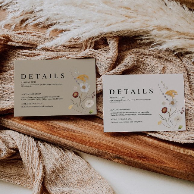 Boho Wildblume Wedding Details Card Begleitkarte (Von Creator hochgeladen)