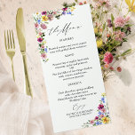 Boho Wildblume Wedding Menu Cards Menükarte<br><div class="desc">Das Wesen des schicken,  boho-inspirierten Designs mit fesselnden Moody-Erdtönen und schönen Blumenelementen erfassen. Passen Sie es einfach mit Ihren persönlichen Daten an.</div>