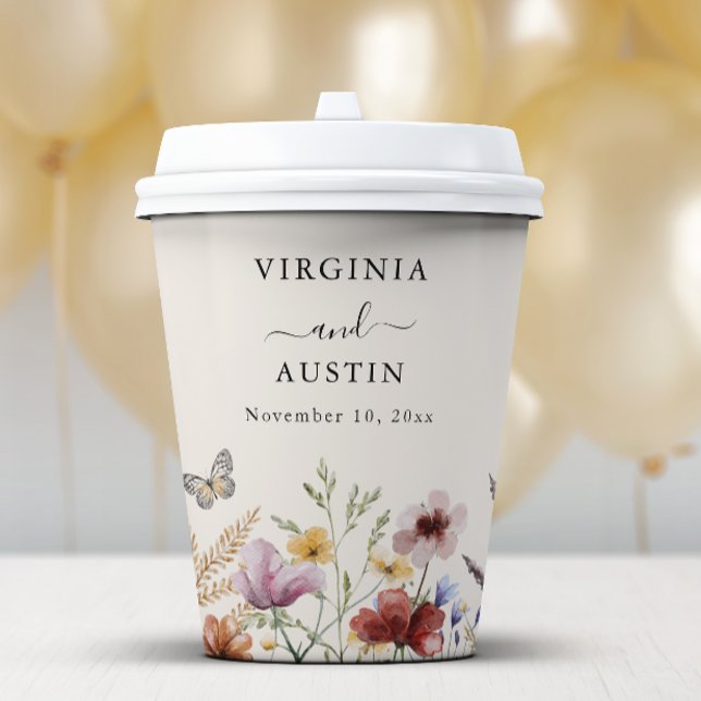 Boho Wildblume Wedding Pappbecher (Boho Wildflower Wedding Paper Cups
)