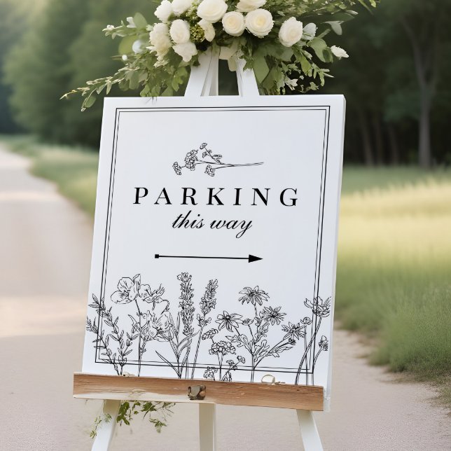 Boho Wildblume Wedding Parking Direction Sign Poster (Von Creator hochgeladen)
