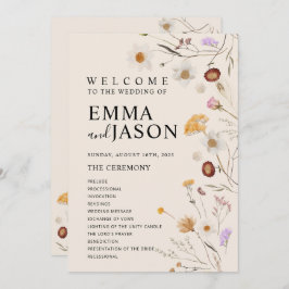 Boho Wildblume Wedding Program Einladung