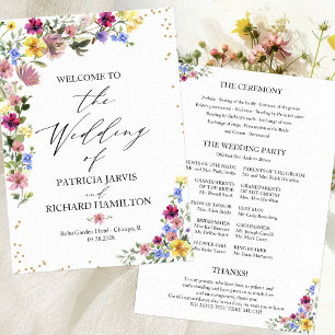 Boho Wildblume Wedding Program Einladung