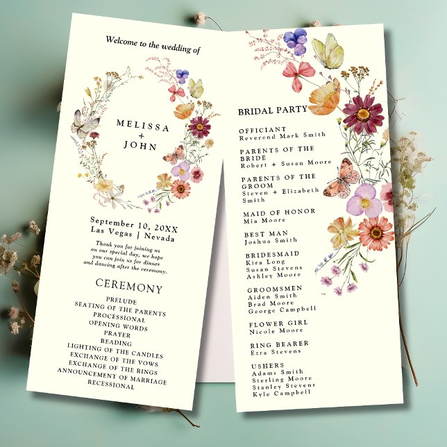 Boho Wildblume Wedding Program Programm (Von Creator hochgeladen)