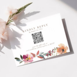 Boho Wildblume Wedding QR Code RSVP Card Karte