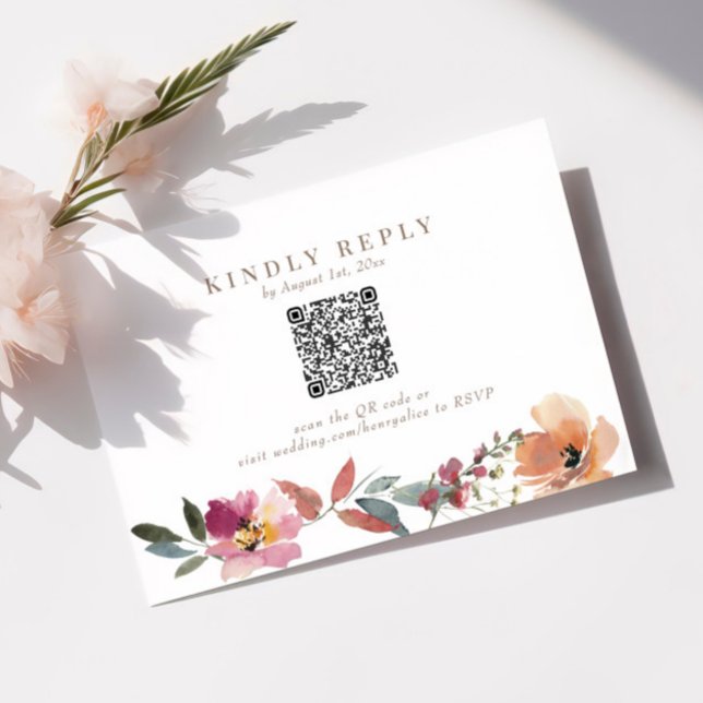 Boho Wildblume Wedding QR Code RSVP Card Karte (Von Creator hochgeladen)