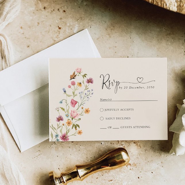 Boho Wildblume Wedding RSVP Card Karte (Von Creator hochgeladen)