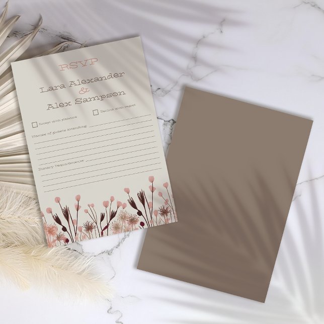 Boho Wildblume Wedding RSVP Card Karte (Von Creator hochgeladen)