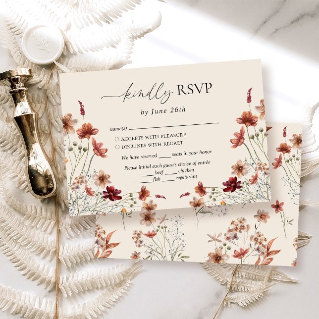 Boho Wildblume Wedding RSVP Karte (Von Creator hochgeladen)