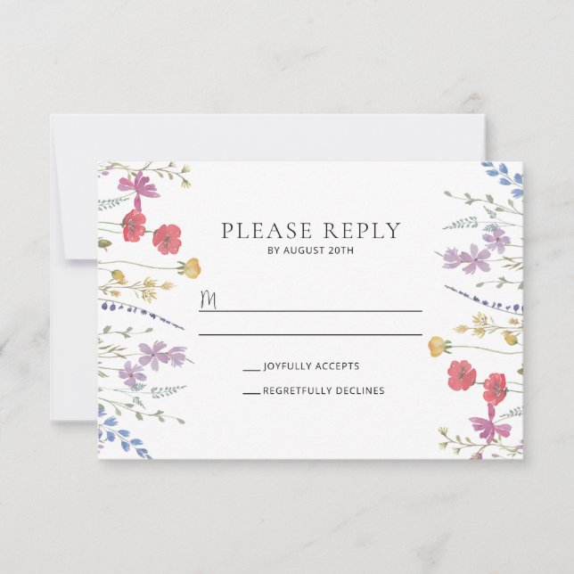 Boho Wildblume Wedding RSVP Postcard Dankeskarte (Vorderseite)