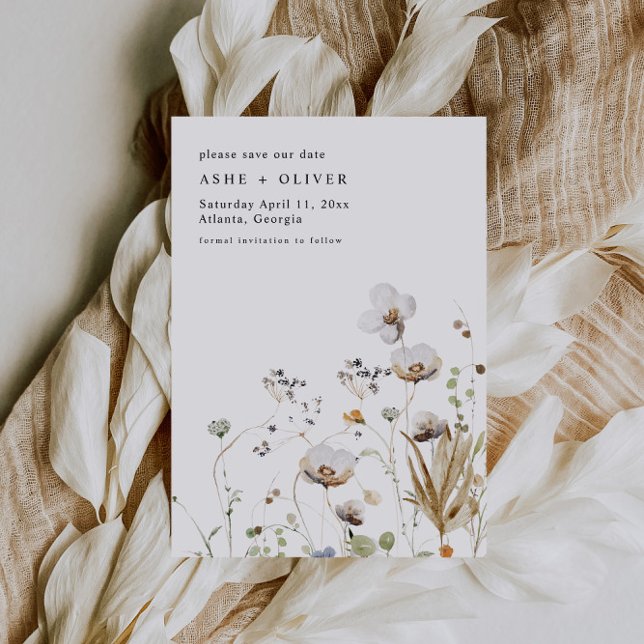 Boho Wildblume Wedding speichert das Datum Einladung (Von Creator hochgeladen)