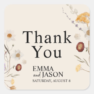 Boho Wildblume Wedding Square Sticker