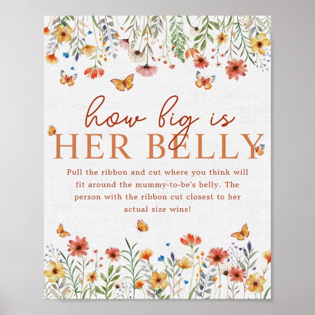 Boho Wildblume wie groß ihr Baby-Duschspiel Poster (Vorne)