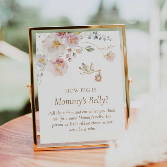 Boho Wildblume Wie groß ist Mommy's Bauchzeichen Poster (Wildflower how big is Mommy's belly poster)