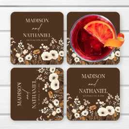 Boho Wildblume Wild Blume Blumengarten Hochzeit Rechteckiger Pappuntersetzer