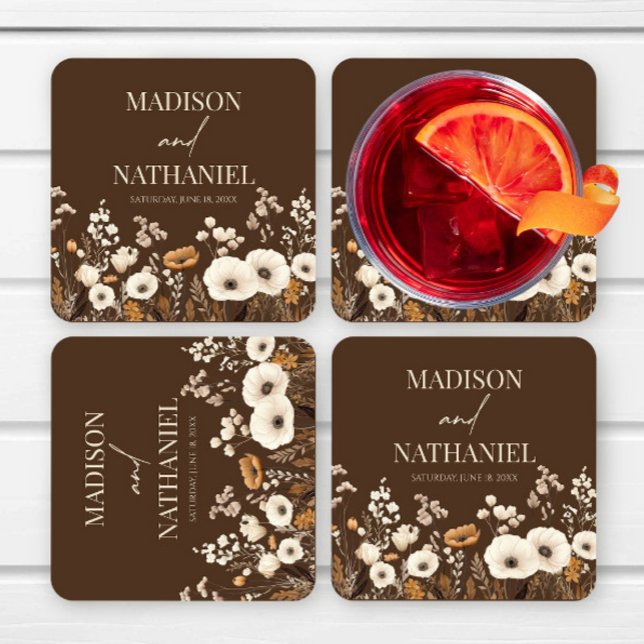 Boho Wildblume Wild Blume Blumengarten Hochzeit Rechteckiger Pappuntersetzer (Von Creator hochgeladen)