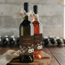 Boho Wildblume Wild Blume Blumengarten Hochzeit Weinetikett