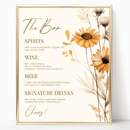 Boho Wildblume Wild Blume Wedding Bar Sign Poster