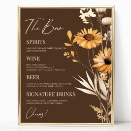 Boho Wildblume Wild Blume Wedding Bar Sign Poster