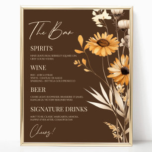 Boho Wildblume Wild Blume Wedding Bar Sign Poster