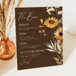 Boho Wildblume Wild Blume Wedding Bar Sign Sockelschild