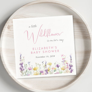Boho-Wildblumen-Aquarell-Baby-Party Serviette