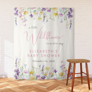 Boho-Wildblumen-Aquarell-Baby-Shower-Willkommen Wandteppich