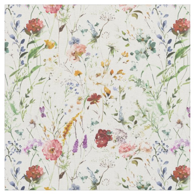 Boho-Wildblumen-Aquarell-Frühlingsblume Stoff (Nahaufnahme)