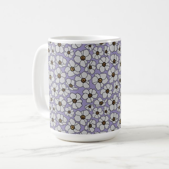 Boho-Wildblumen auf Lavendel  Kaffeetasse (Vorderseite Links)