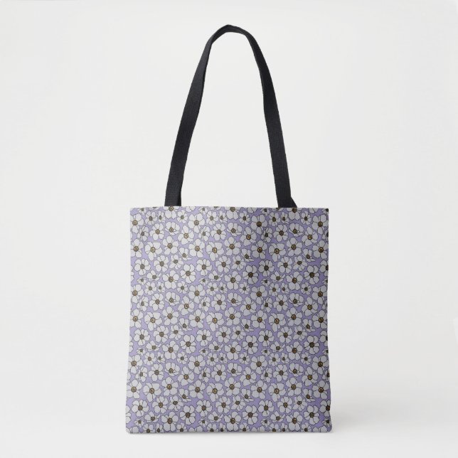 Boho-Wildblumen auf Lavendel  Tasche (Vorderseite)