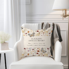 Boho Wildblumen Baby Birth Stats Kissen