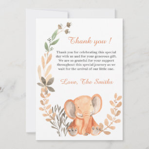 Boho Wildblumen Baby Elephant Danke Karte