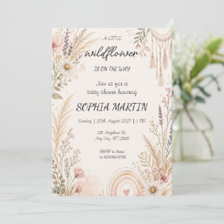 Boho-Wildblumen-Baby-Shower-Aquarell-Blumen Einladung