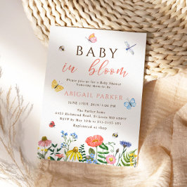 Boho Wildblumen Bee Baby Shower Einladung