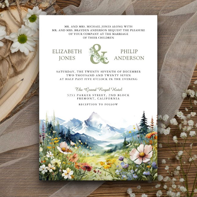 Boho-Wildblumen-Bergwiese-QR-Code-Hochzeit Einladung (Von Creator hochgeladen)
