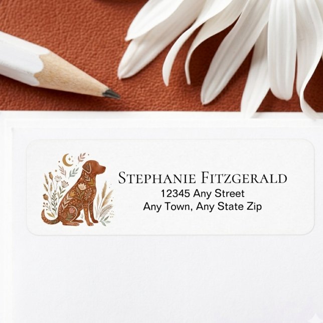 Boho-Wildblumen-Blumen-Hund-Silhouette-Geschenk (Dog lover return address mail label)