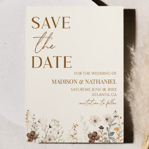 Boho-Wildblumen-Blumengarten-Hochzeit Save The Date