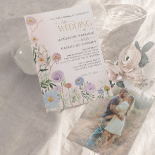 BOHO Wildblumen Blumige Elegante Wasserfarben-Hoch Einladung